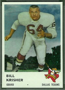 Bill Krisher 1961 Fleer football card