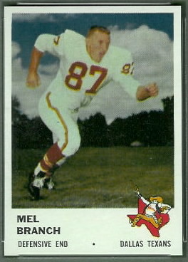 Mel Branch 1961 Fleer football card