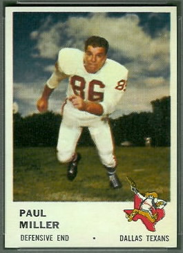 Paul Miller 1961 Fleer football card