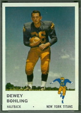 Dewey Bohling 1961 Fleer football card