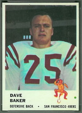 Dave Baker 1961 Fleer football card