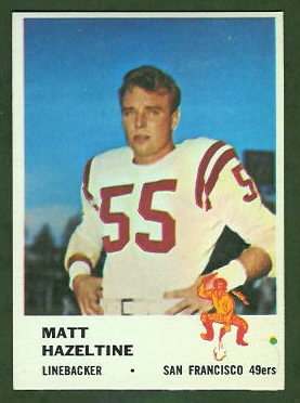 Matt Hazeltine 1961 Fleer football card