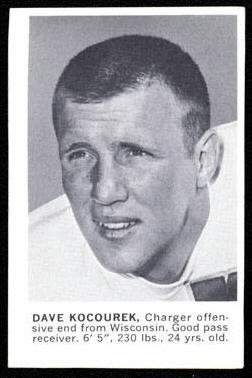 Dave Kocourek 1961 Golden Tulip Chargers football card