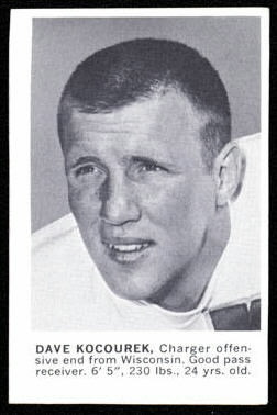 Dave Kocourek 1961 Golden Tulip Chargers football card Dave Kocourek 1961 Golden Tulip Chargers football card