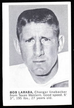 Bob Laraba 1961 Golden Tulip Chargers football card