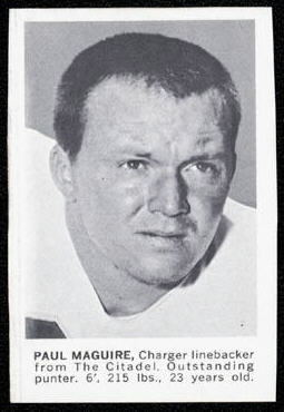 Paul Maguire 1961 Golden Tulip Chargers football card