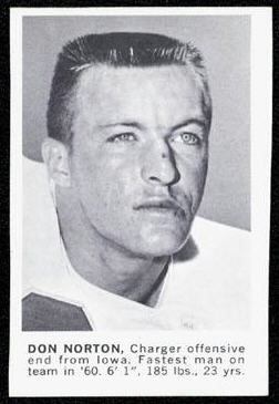 Don Norton 1961 Golden Tulip Chargers football card