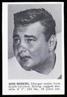 Don Rogers 1961 Golden Tulip Chargers football card