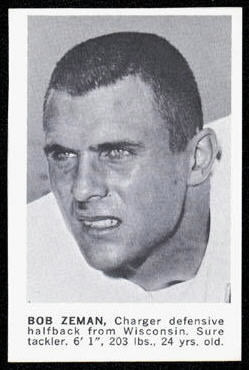 Bob Zeman 1961 Golden Tulip Chargers football card
