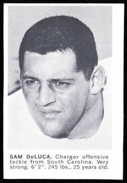 Sam DeLuca 1961 Golden Tulip Chargers football card