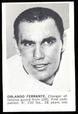 Orlando Ferrante 1961 Golden Tulip Chargers football card