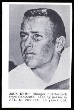 Jack Kemp 1961 Golden Tulip Chargers football card