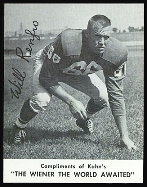 Will Renfro 1961 Kahns football card Will Renfro 1961 Kahns football card