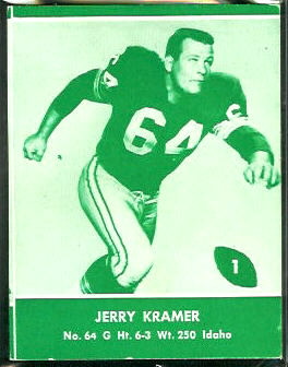 Jerry Kramer 1961 Packers Lake to Lake football card