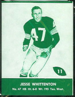 Jesse Whittenton 1961 Packers Lake to Lake football card