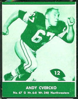 Andy Cvercko 1961 Packers Lake to Lake football card