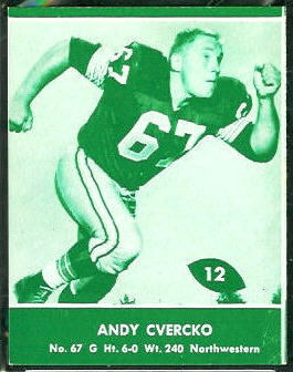 Andy Cvercko 1961 Packers Lake to Lake football card Andy Cvercko 1961 Packers Lake to Lake football card