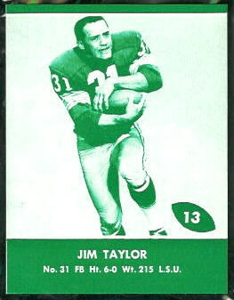 Jim Taylor 1961 Packers Lake to Lake football card