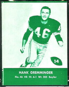 Hank Gremminger 1961 Packers Lake to Lake football card Hank Gremminger 1961 Packers Lake to Lake football card