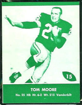 Tom Moore 1961 Packers Lake to Lake football card