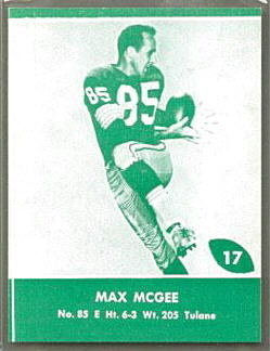 Max McGee 1961 Packers Lake to Lake football card