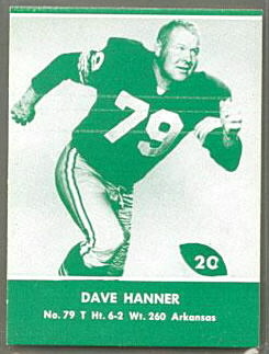 Dave Hanner 1961 Packers Lake to Lake football card