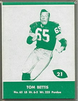 Tom Bettis 1961 Packers Lake to Lake football card