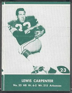 Lew Carpenter 1961 Packers Lake to Lake football card