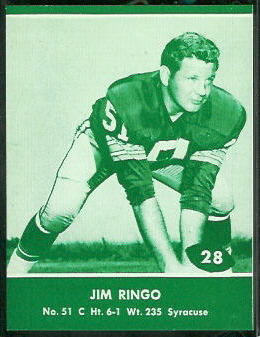 Jim Ringo 1961 Packers Lake to Lake football card