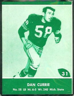 Dan Currie 1961 Packers Lake to Lake football card