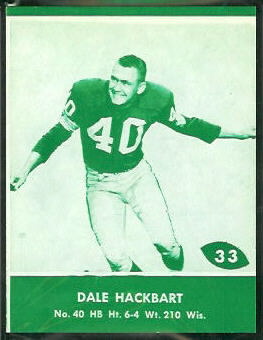 Dale Hackbart 1961 Packers Lake to Lake football card