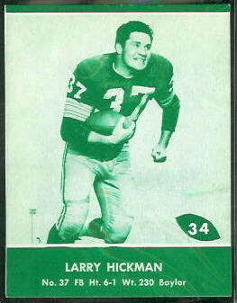 Larry Hickman 1961 Packers Lake to Lake football card