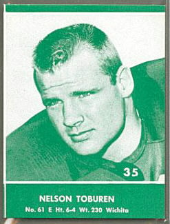 Nelson Toburen 1961 Packers Lake to Lake football card