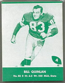 Bill Quinlan 1961 Packers Lake to Lake football card