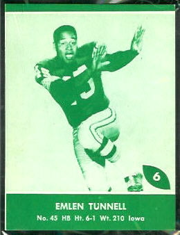 Emlen Tunnell 1961 Packers Lake to Lake football card Emlen Tunnell 1961 Packers Lake to Lake football card
