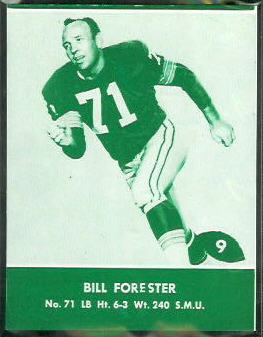 Bill Forester 1961 Packers Lake to Lake football card