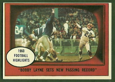 Bobby Layne Sets New Passing Record 1961 Topps football card