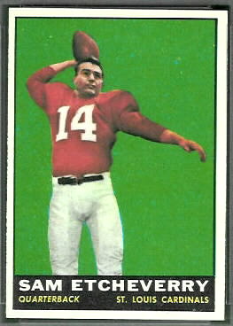 Sam Etcheverry 1961 Topps football card