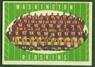 Washington Redskins Team 1961 Topps football card