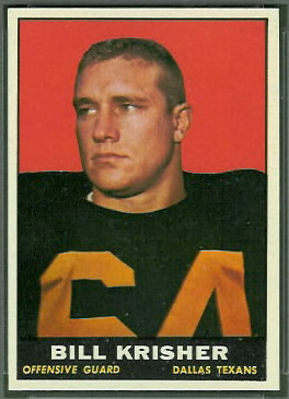 Bill Krisher 1961 Topps football card