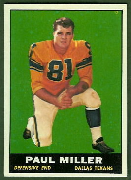 Paul Miller 1961 Topps football card