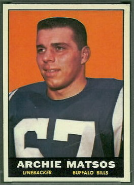 Archie Matsos 1961 Topps football card