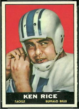 Ken Rice 1961 Topps football card