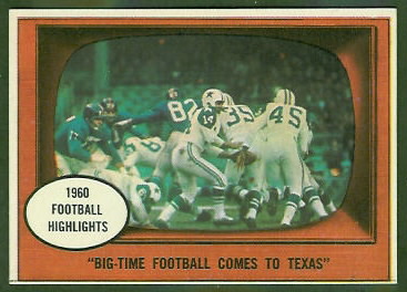 Big Time Football Comes to Texas 1961 Topps football card