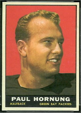 Paul Hornung 1961 Topps football card