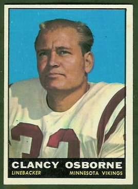 Clancy Osborne 1961 Topps football card Clancy Osborne 1961 Topps football card
