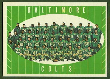 Baltimore Colts Team 1961 Topps football card