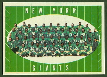 New York Giants Team 1961 Topps football card