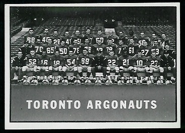 Toronto Argonauts Team 1961 Topps CFL football card