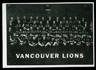 B.C. Lions Team 1961 Topps CFL football card